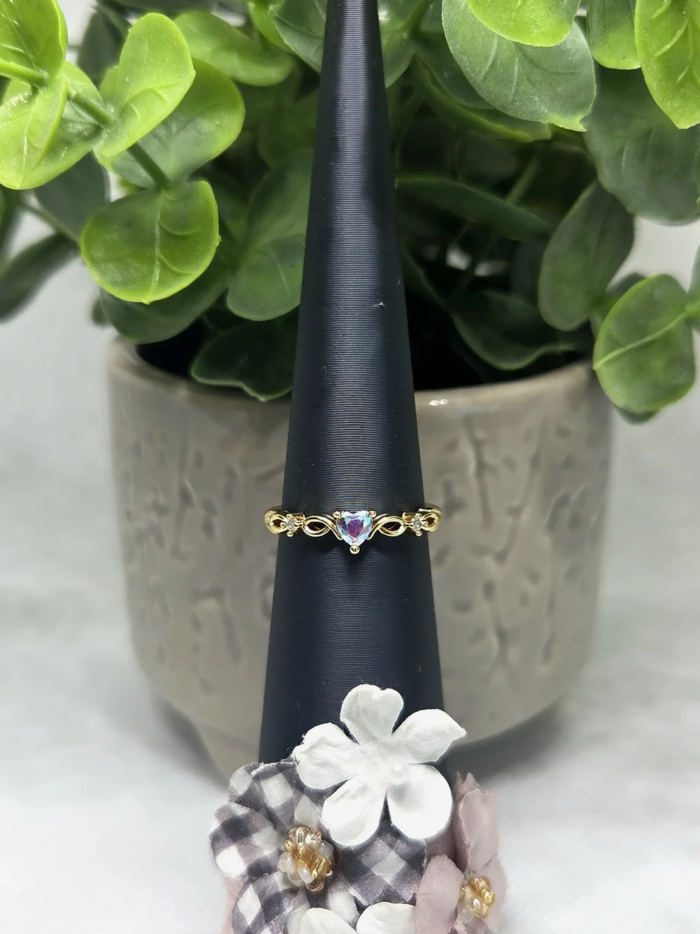Gold Aurora Heart Crystal Ring